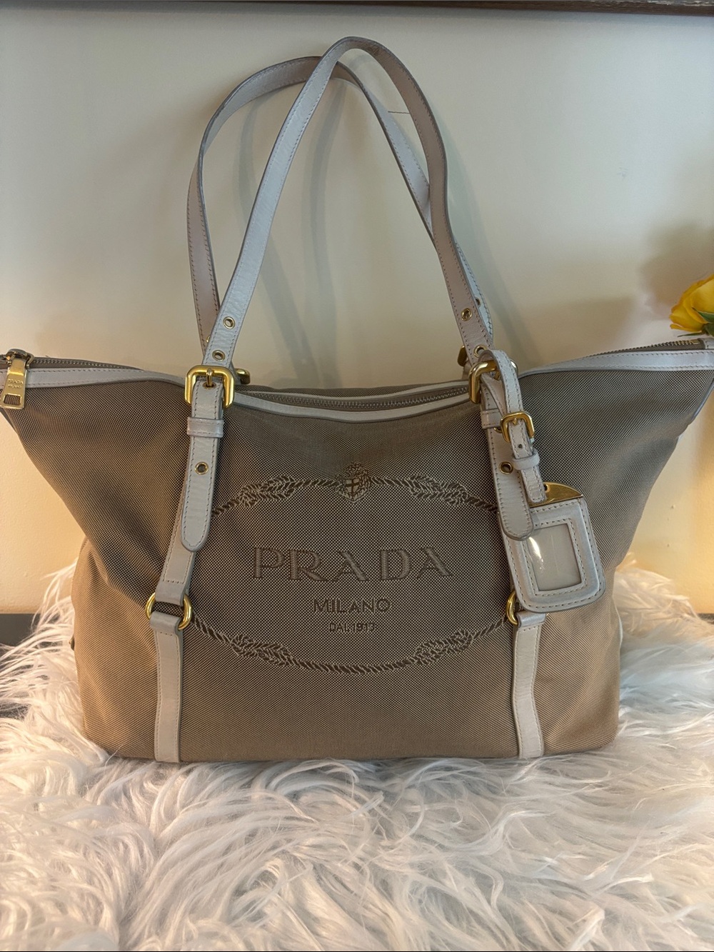 Prada Logo Jacquard Shoulder Bag